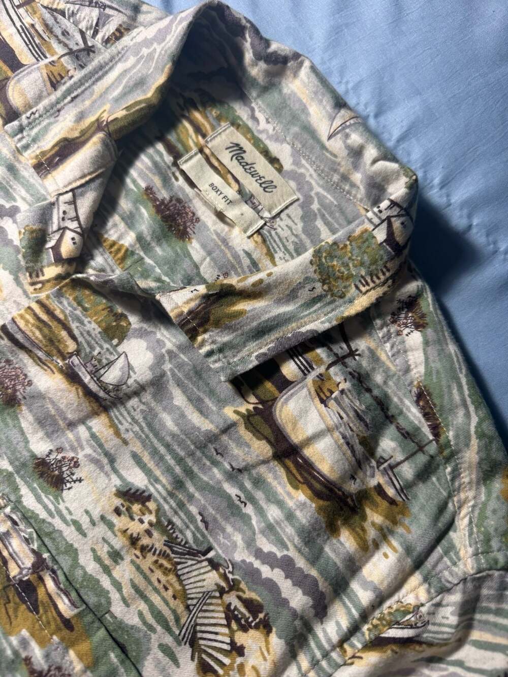 Madewell Boxy Fit Size S Landscape Print Camp Shirt